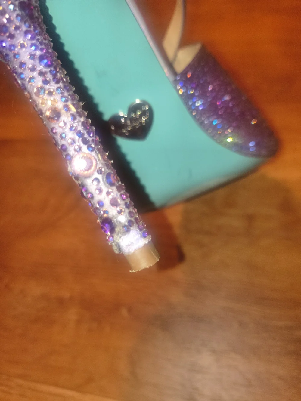Blue by Betsey Johnson Lilac Glitter T-Strap High Heel Sandals